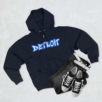 Detroit' Hoodie (Motor Town Blue Tag Font) | Unisex Full Zip