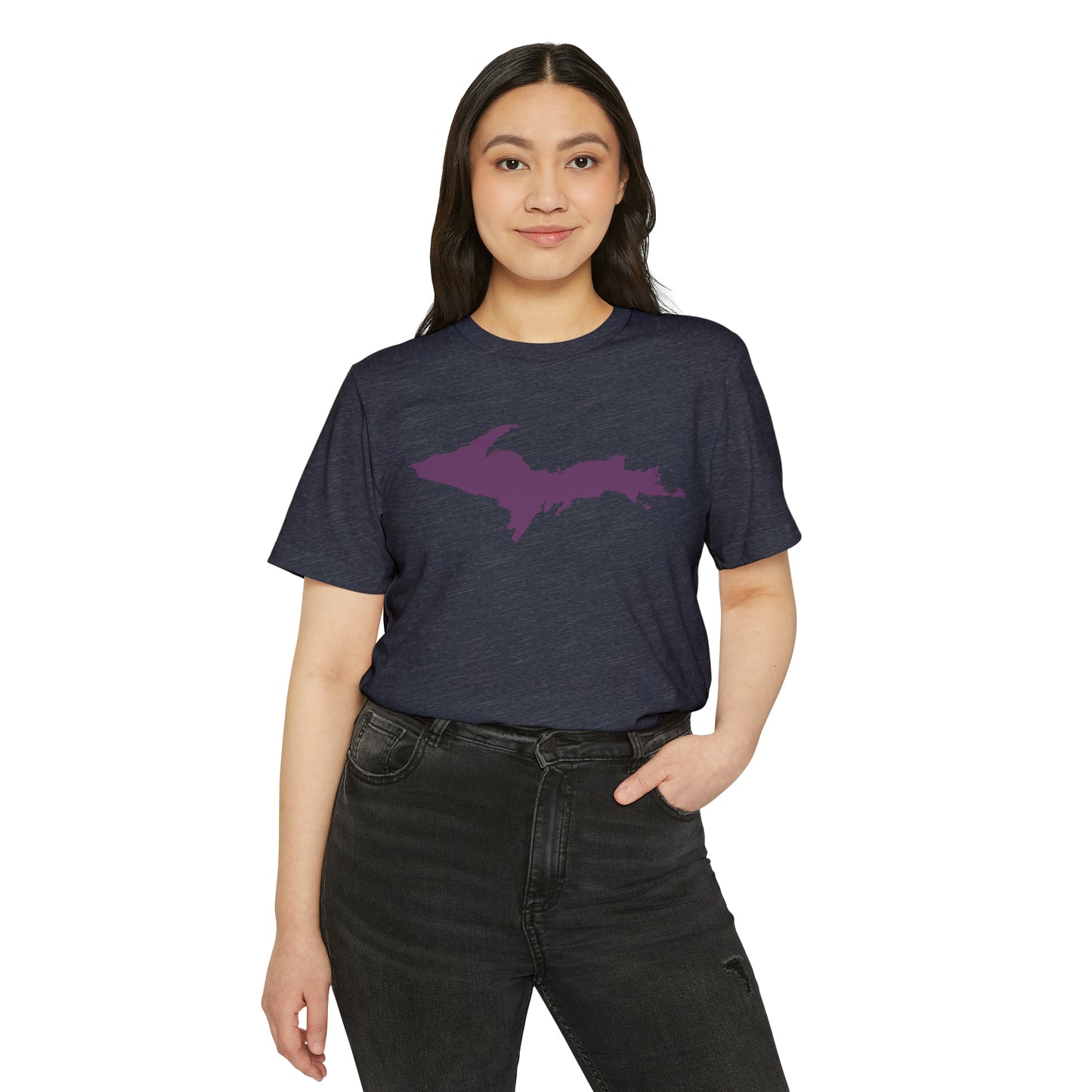 Michigan Upper Peninsula T-Shirt (w/ Plum UP Outline) | Unisex Recycled Organic