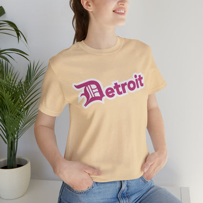 'Detroit' T-Shirt (Apple Blossom Pink w/ Old English 'D') | Unisex Standard