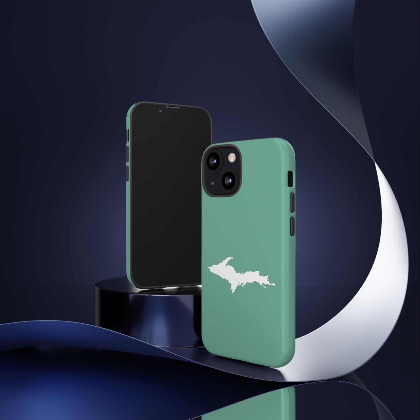 Michigan Upper Peninsula Tough Phone Case ('64 Metallic Mint Green w/ UP Outline) | Apple iPhone