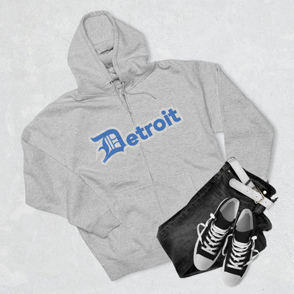 'Detroit' Hoodie (Azure w/ Old English 'D') | Unisex Full Zip