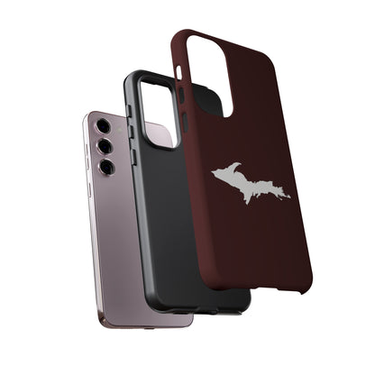 Michigan Upper Peninsula Tough Phone Case (Cherrywood Color w/ UP Outline) | Samsung & Pixel Android