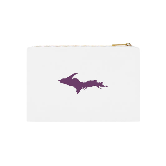 Michigan Upper Peninsula Cosmetic Bag (Plum Outline) | Cotton Canvas