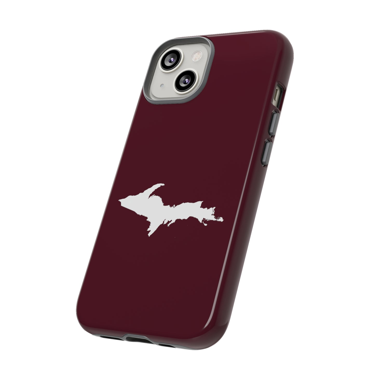 Michigan Upper Peninsula Tough Phone Case (Old Mission Burgundy w/ UP Outline) | Apple iPhone