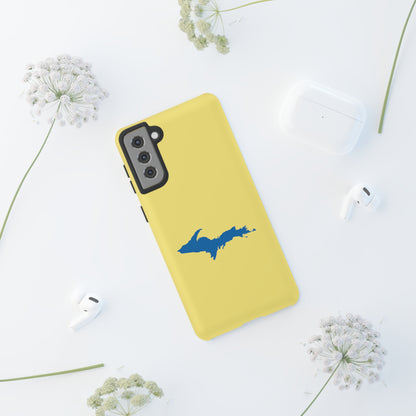 Michigan Upper Peninsula Tough Phone Case (Yellow Cherry w/ Azure UP Outline) | Samsung & Pixel Android