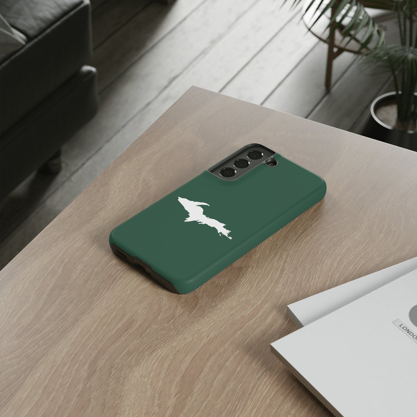 Michigan Upper Peninsula Tough Phone Case (Ginger Ale Green w/ UP Outline) | Samsung & Pixel Android