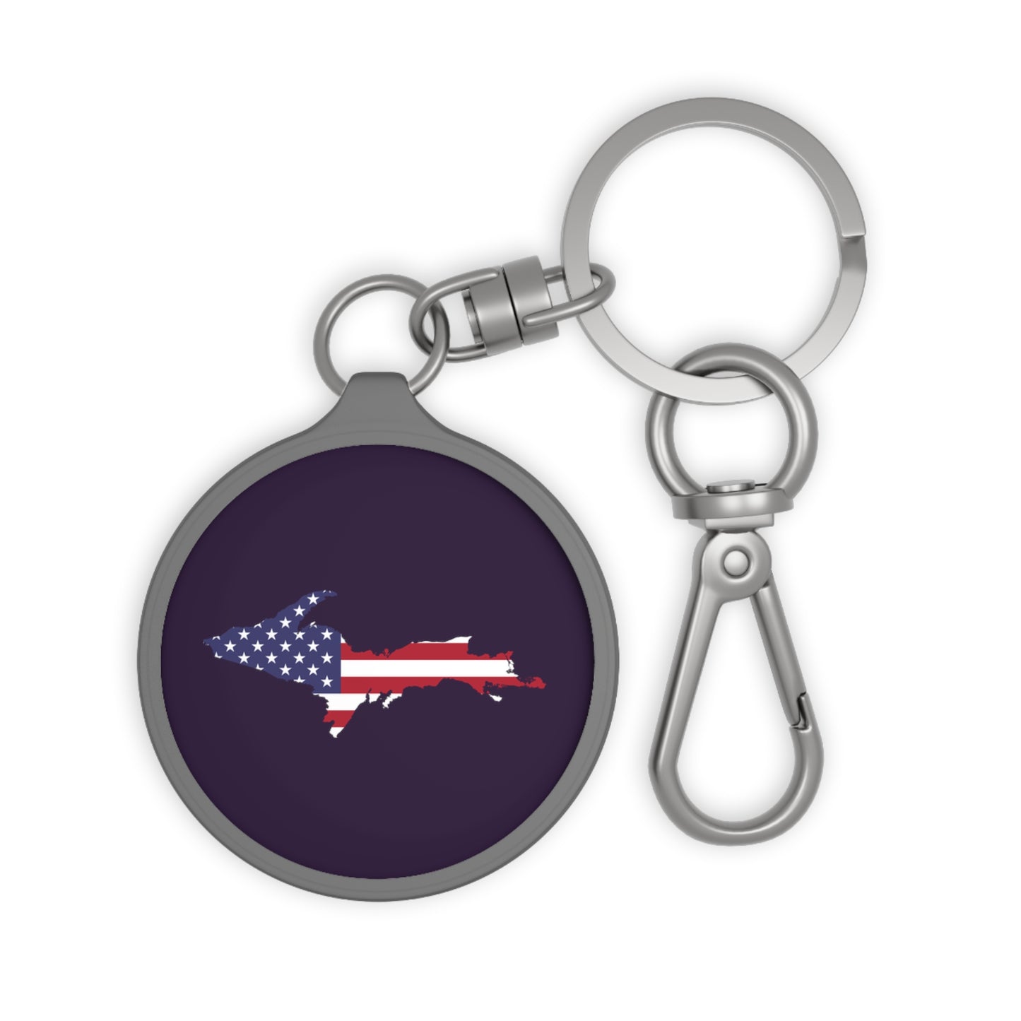 Michigan Upper Peninsula Keyring (w/ UP USA Flag) | Blackcurrant