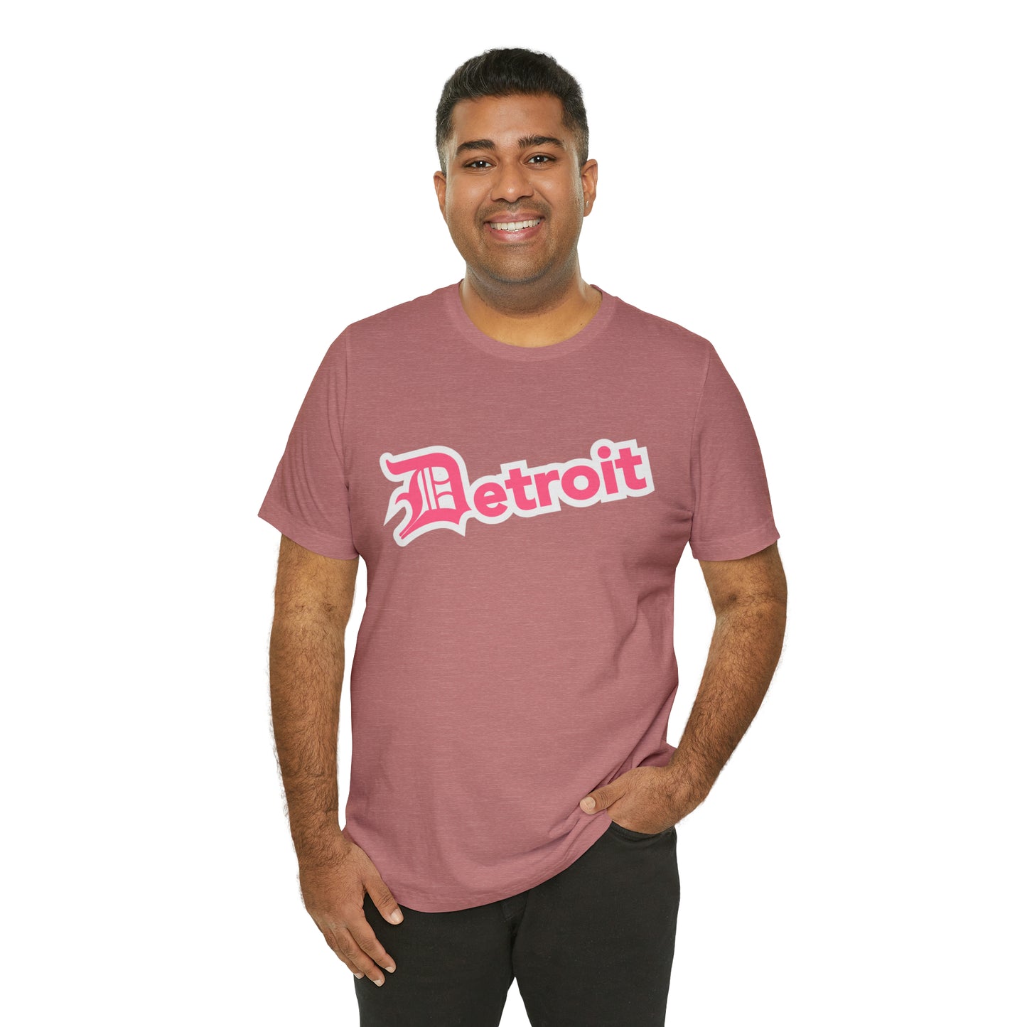 'Detroit' T-Shirt (Rhodochrosite Pink w/ Old English 'D') | Unisex Standard