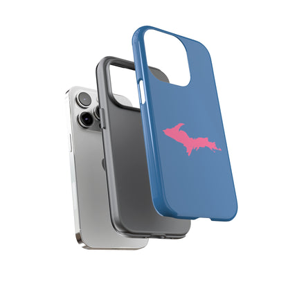 Michigan Upper Peninsula Tough Phone Case (Lake Superior Blue w/ Pink UP Outline) | Apple iPhone