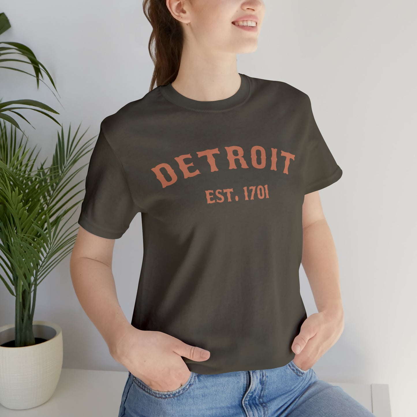 'Detroit EST. 1701' T-Shirt (Copper Ballpark Font) | Unisex Standard