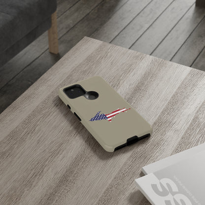 Michigan Upper Peninsula Tough Phone Case (Petoskey Stone Beige w/ UP USA Flag Outline) | Samsung & Pixel Android