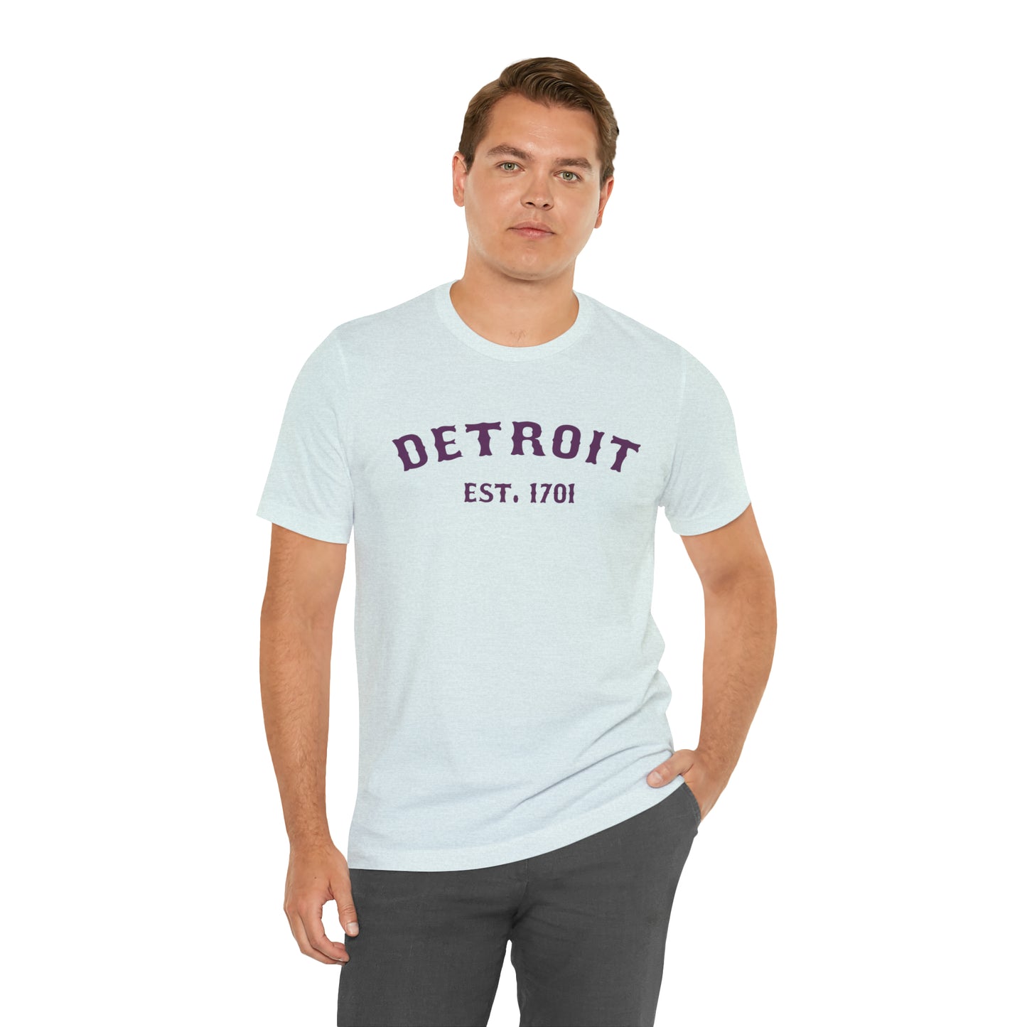 'Detroit EST. 1701' T-Shirt (Plum Ballpark Font) | Unisex Standard