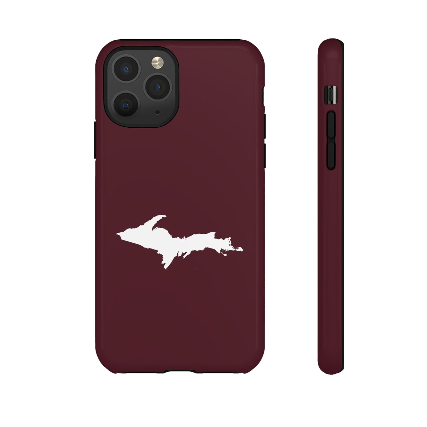 Michigan Upper Peninsula Tough Phone Case (Old Mission Burgundy w/ UP Outline) | Apple iPhone