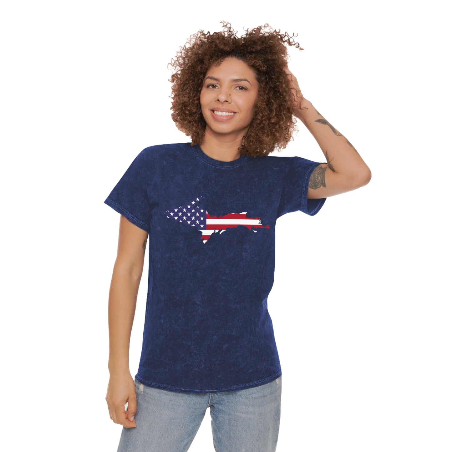 Michigan Upper Peninsula T-Shirt (w/ UP USA Flag Outline) | Unisex Mineral Wash