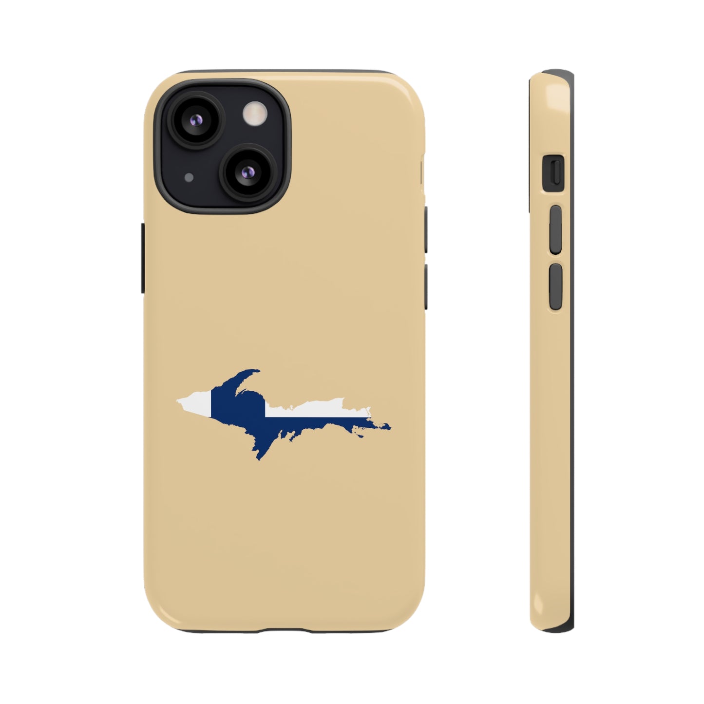 Michigan Upper Peninsula Tough Phone Case (Maple Color w/ UP Finland Flag Outline) | Apple iPhone