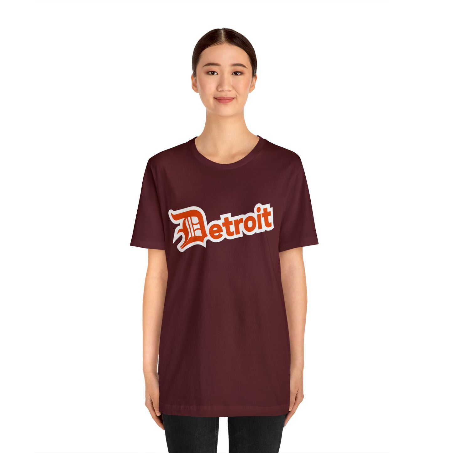 'Detroit' T-Shirt (Maple Leaf Orange w/ Old English 'D') | Unisex Standard