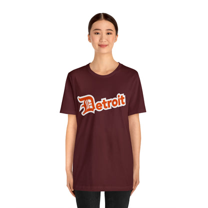 'Detroit' T-Shirt (Maple Leaf Orange w/ Old English 'D') | Unisex Standard