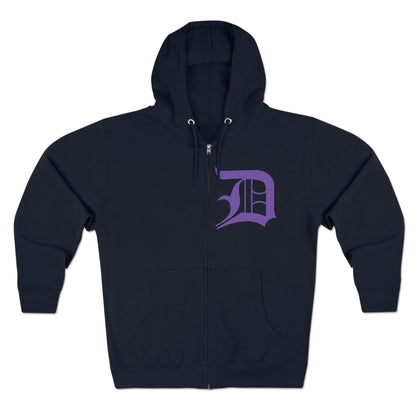 Detroit 'Old English D' Hoodie (Lake Iris) | Unisex Full Zip