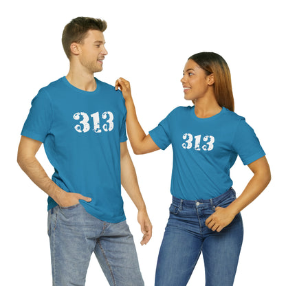 Detroit '313' T-Shirt (Distressed Stencil Font) | Unisex Standard Fit