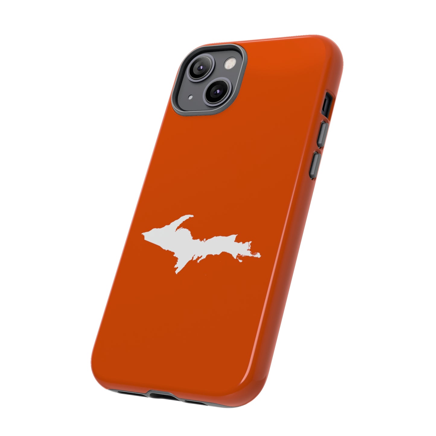 Michigan Upper Peninsula Tough Phone Case (Maple Leaf Orange w/ UP Outline) | Apple iPhone