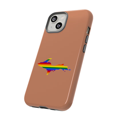 Michigan Upper Peninsula Tough Phone Case (Copper Color w/ UP Pride Flag Outline) | Apple iPhone