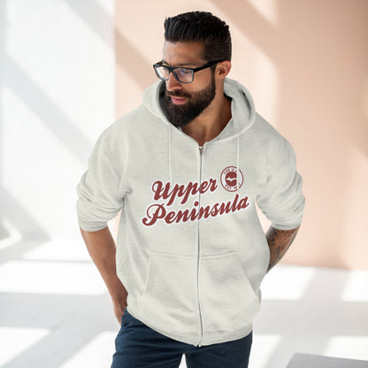 Upper Peninsula EST 1837' Hoodie (Ore Dock Red Script Font) | Unisex Full Zip