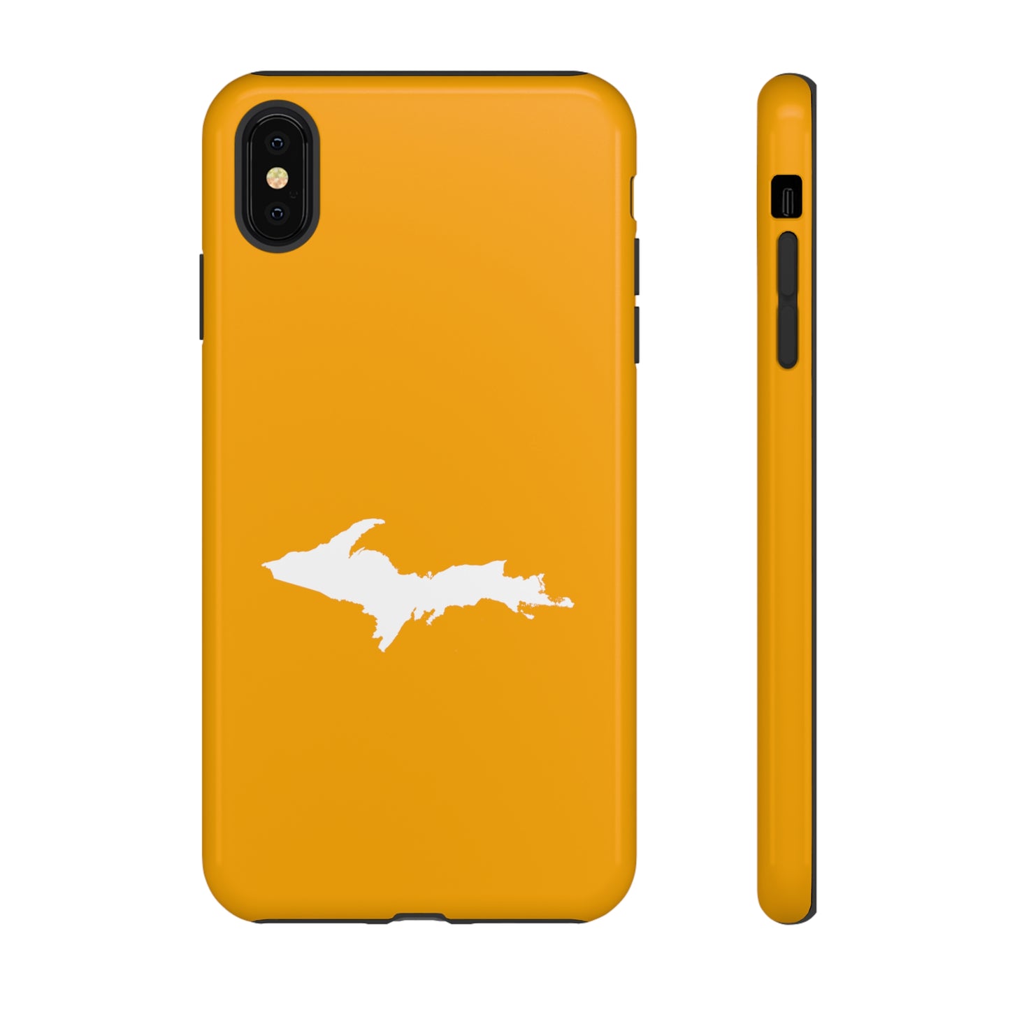 Michigan Upper Peninsula Tough Phone Case (Autumn Birch Leaf Color w/ UP Outline) | Apple iPhone