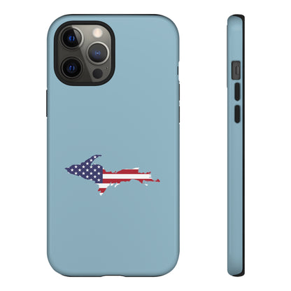 Michigan Upper Peninsula Tough Phone Case (Opal Blue w/ UP USA Flag Outline) | Apple iPhone