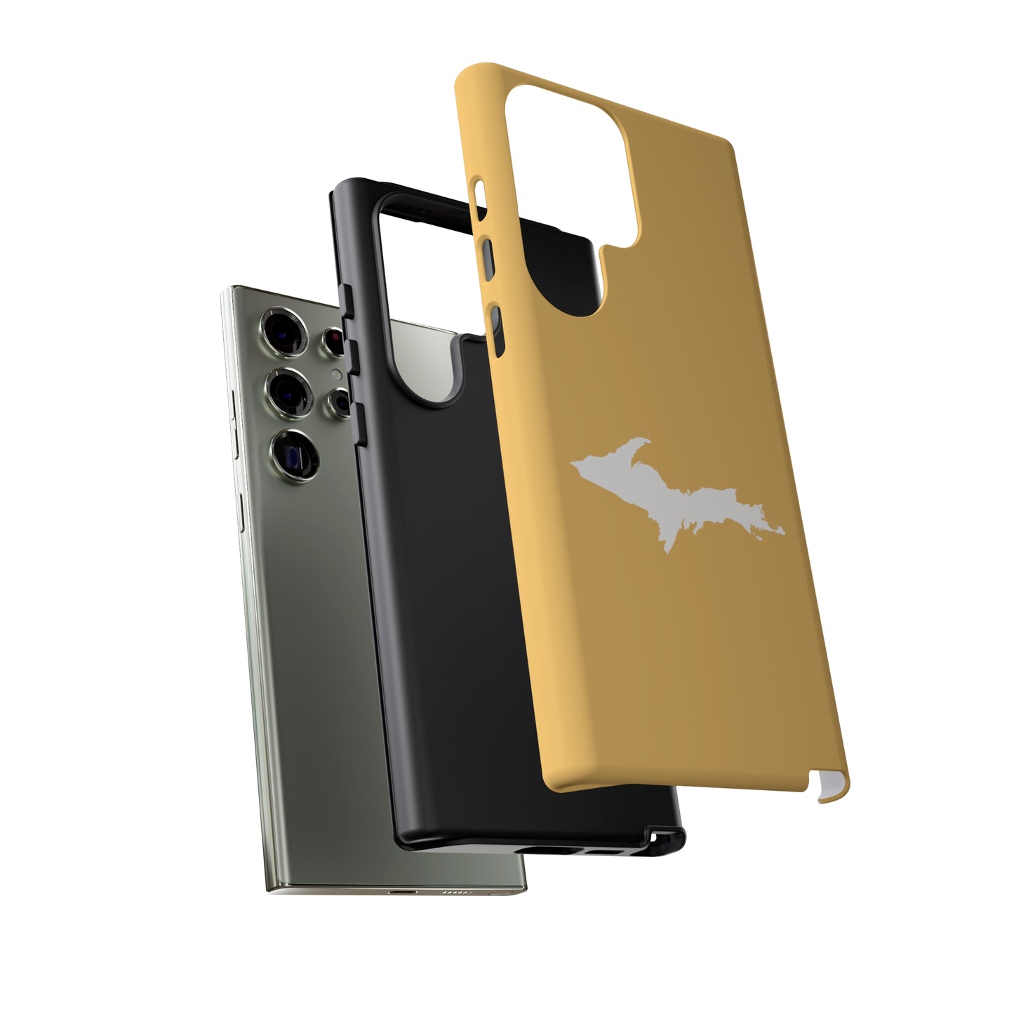 Michigan Upper Peninsula Tough Phone Case (Citrine Color w/ UP Outline) | Samsung & Pixel Android