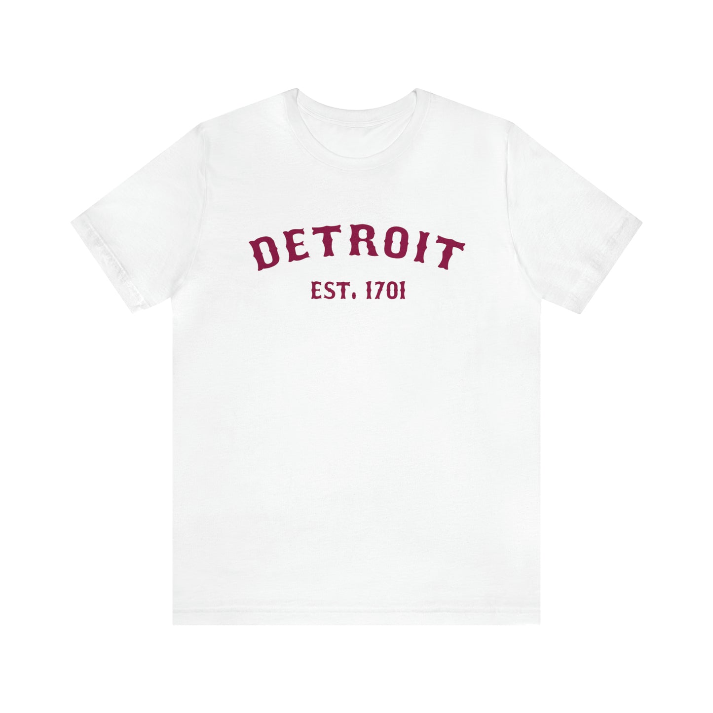 'Detroit EST. 1701' T-Shirt (Ruby Red Ballpark Font) | Unisex Standard