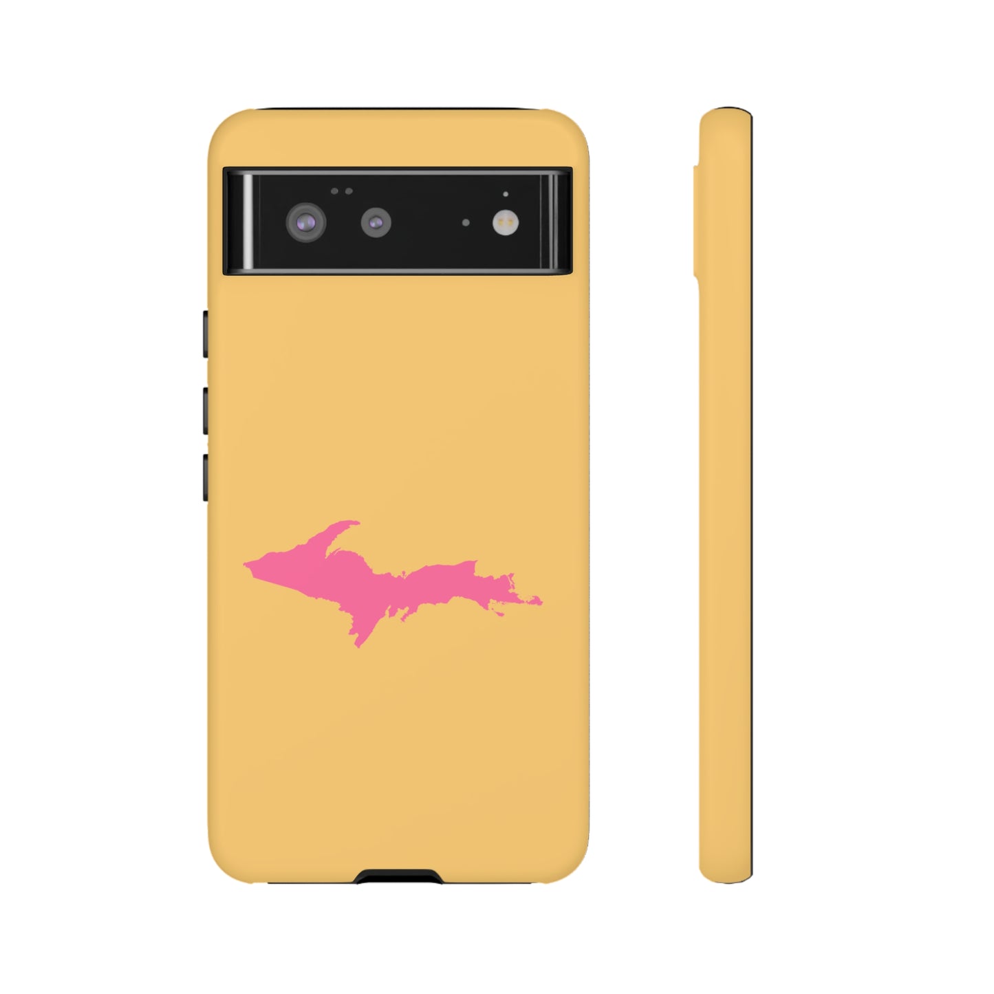 Michigan Upper Peninsula Tough Phone Case (Citrine w/ Pink UP Outline) | Samsung & Pixel Android