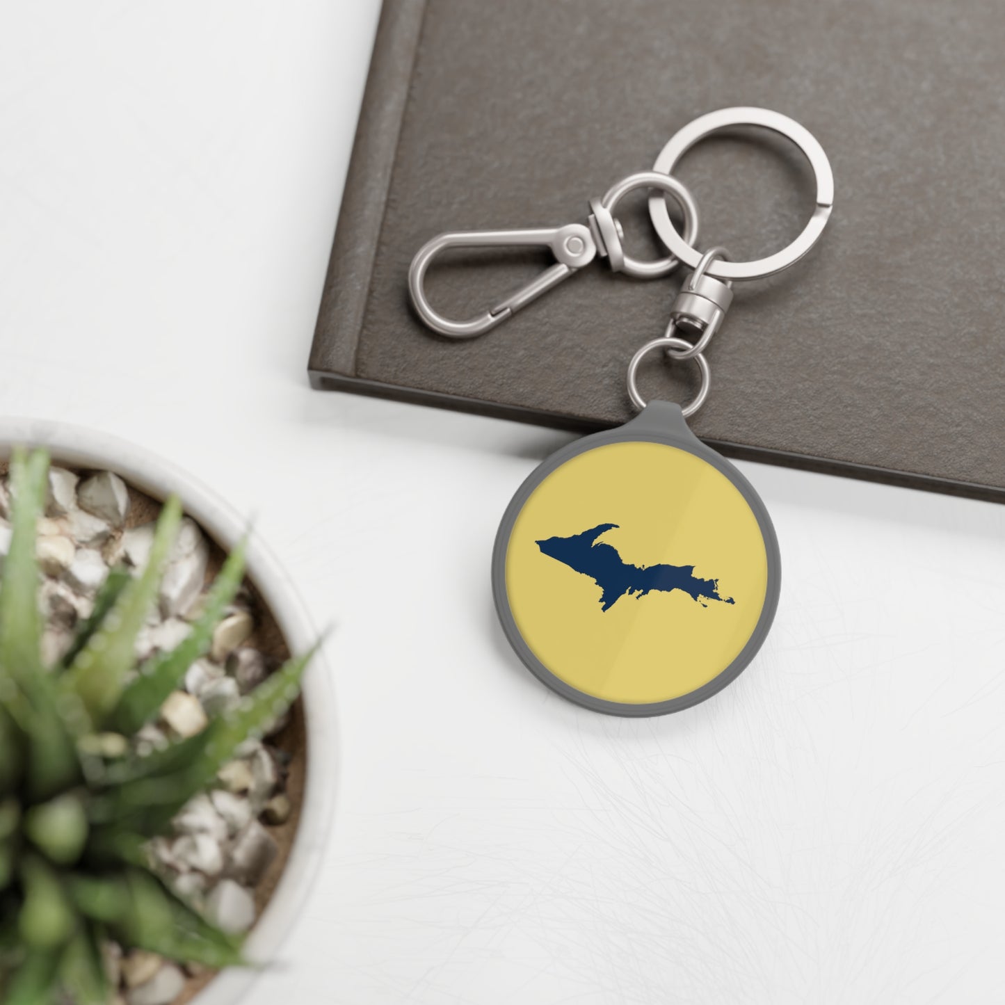 Michigan Upper Peninsula Keyring (w/ Navy UP Outline) | Plum Yellow