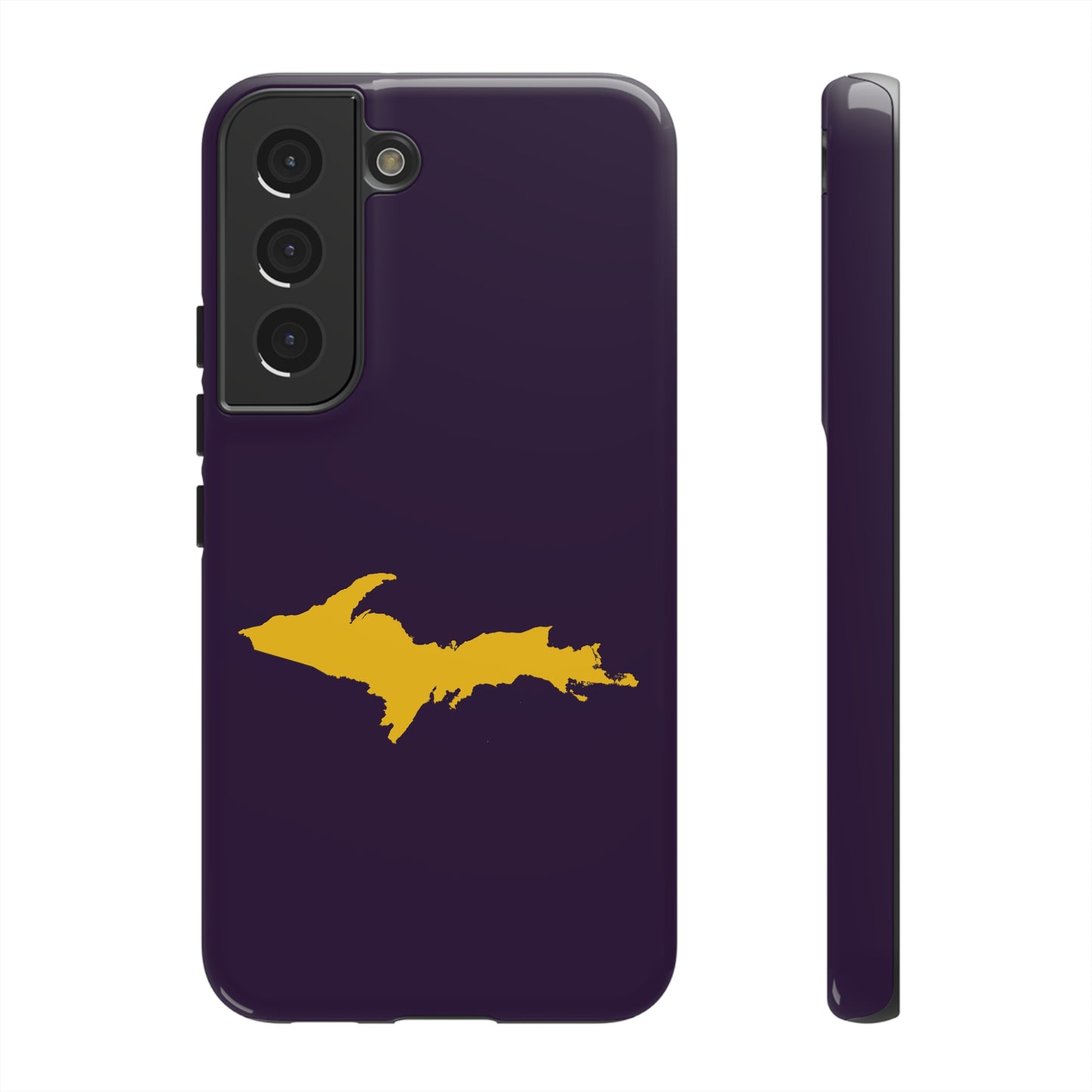 Michigan Upper Peninsula Tough Phone Case (Blackcurrant w/ Gold UP Outline) | Samsung & Pixel Android