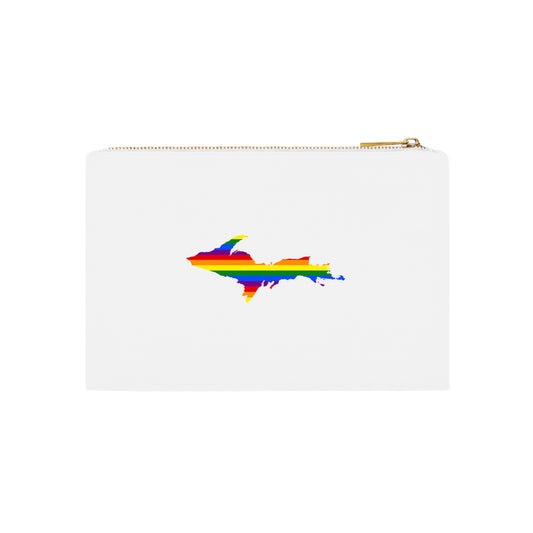 Michigan Upper Peninsula Cosmetic Bag (w/ UP Rainbow Pride Flag) | Cotton Canvas