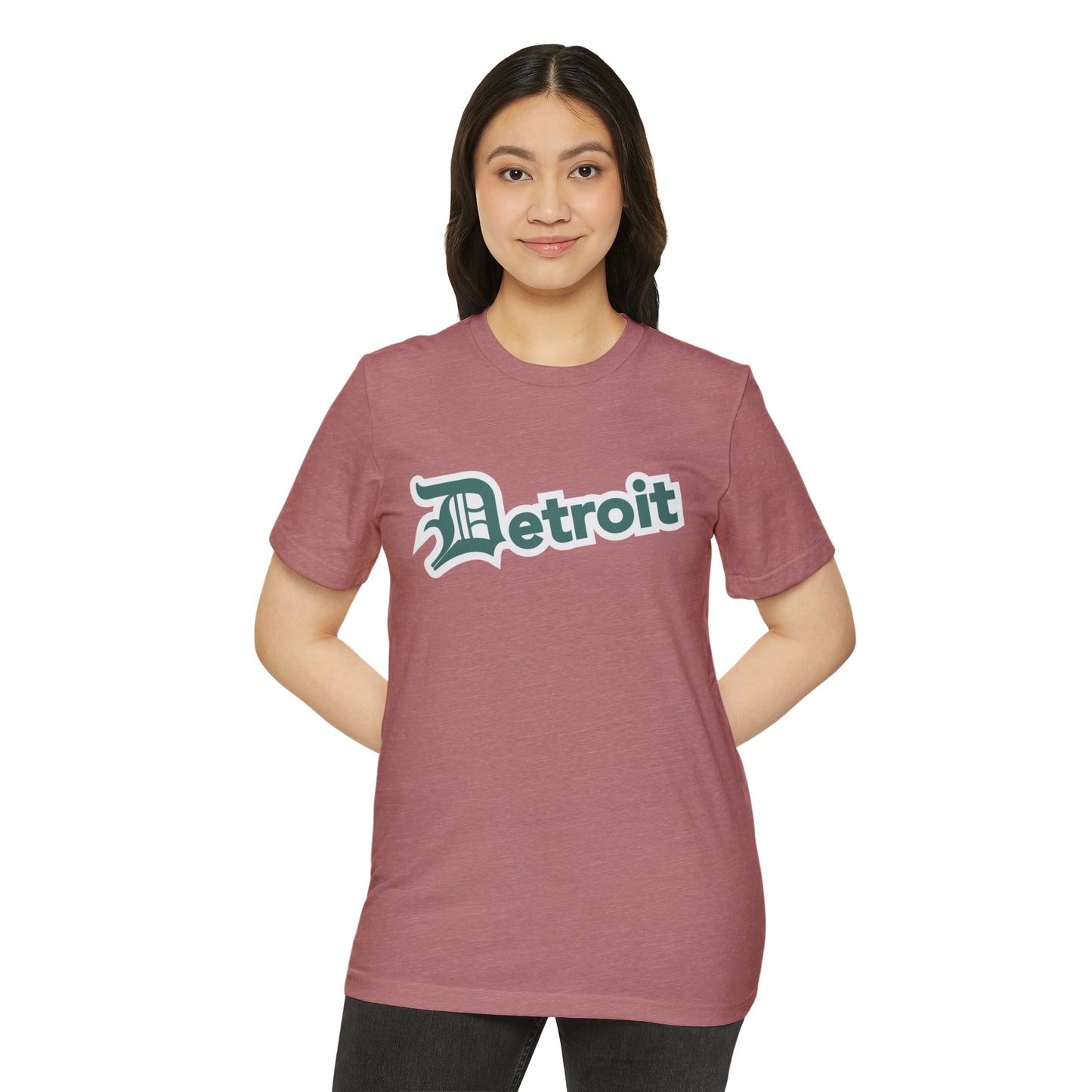 'Detroit' T-Shirt (Copper Green Old English 'D') | Unisex Recycled Organic