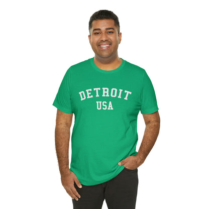 'Detroit USA' T-Shirt (Collegiate Font) | Unisex Standard