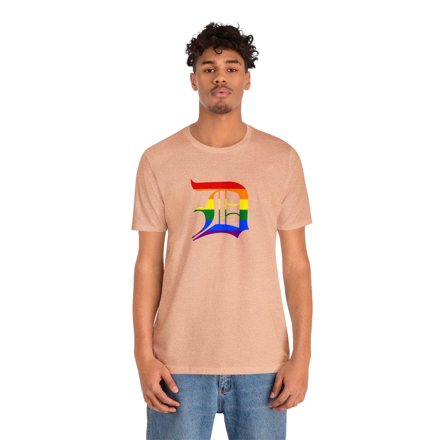 Detroit 'Old English D' T-Shirt (Rainbow Pride Edition) | Unisex Standard