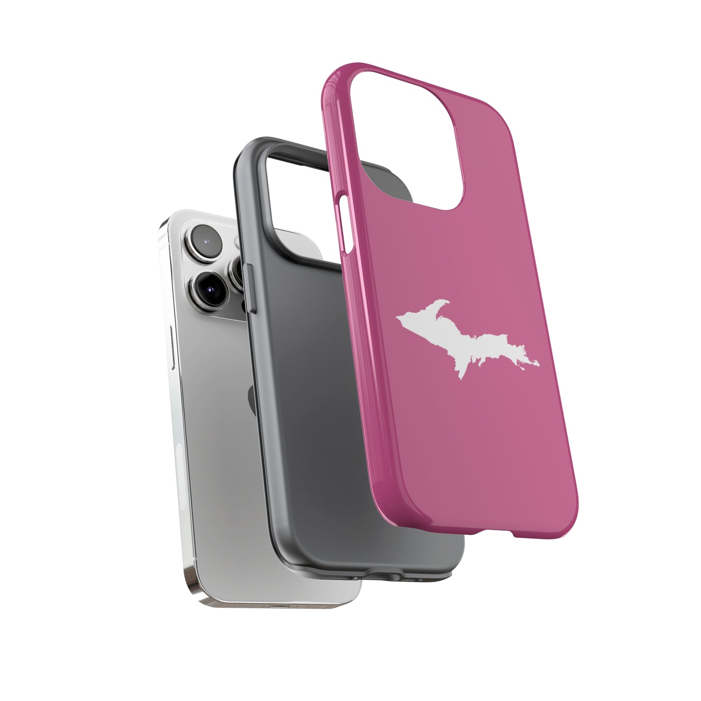 Michigan Upper Peninsula Tough Phone Case (Apple Blossom Pink w/ UP Outline) | Apple iPhone