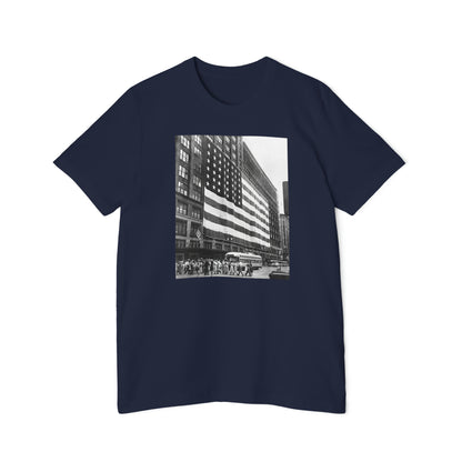 'American Flag at Hudson's Detroit' Photo T-Shirt (1920s) | Made in USA