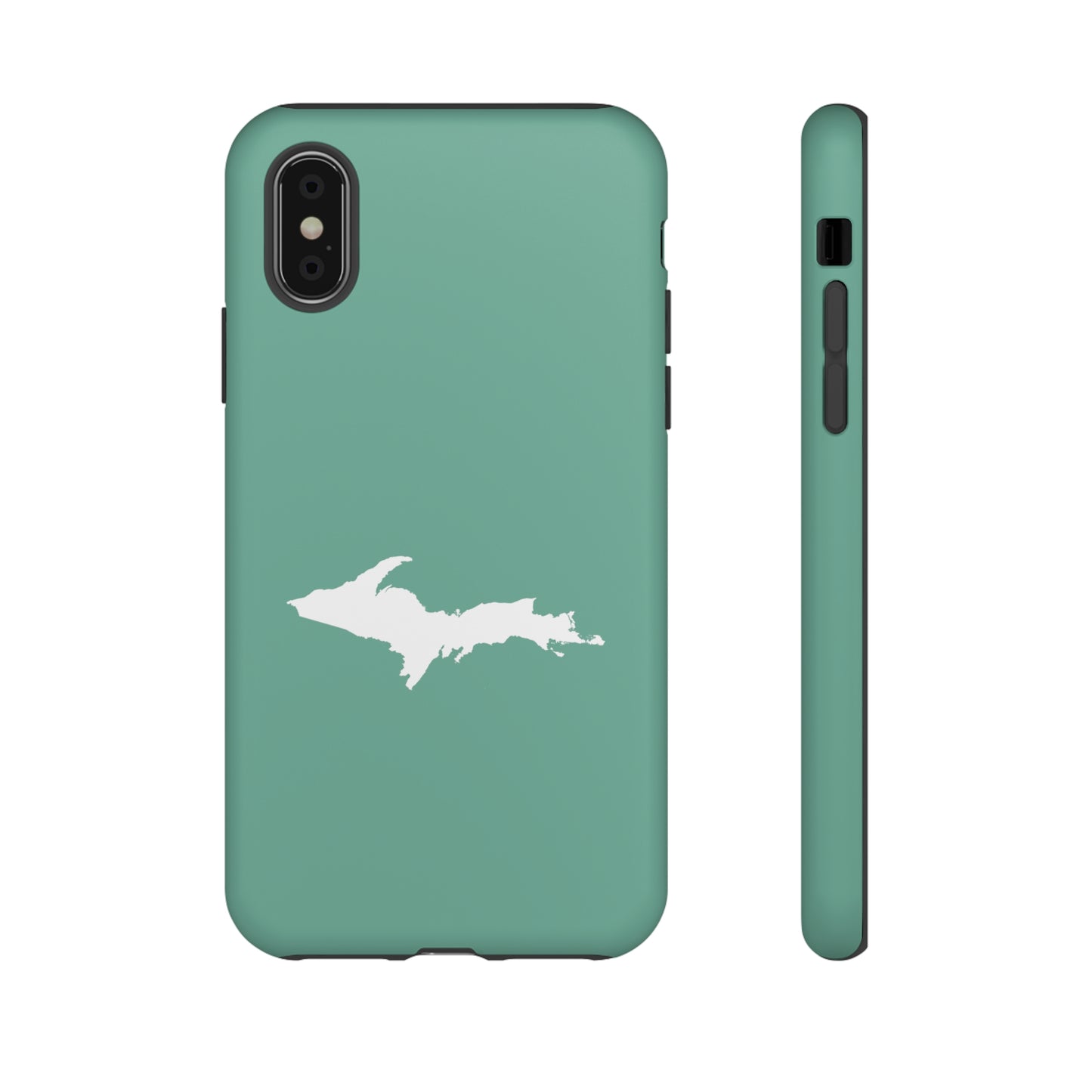 Michigan Upper Peninsula Tough Phone Case ('64 Metallic Mint Green w/ UP Outline) | Apple iPhone