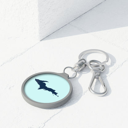 Michigan Upper Peninsula Keyring (w/ Navy UP Outline) | Cyan