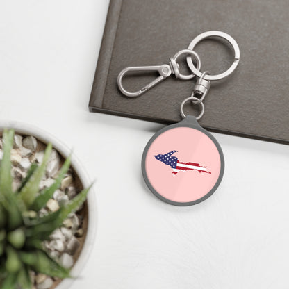 Michigan Upper Peninsula Keyring (w/ UP USA Flag) | Cosmos Pink