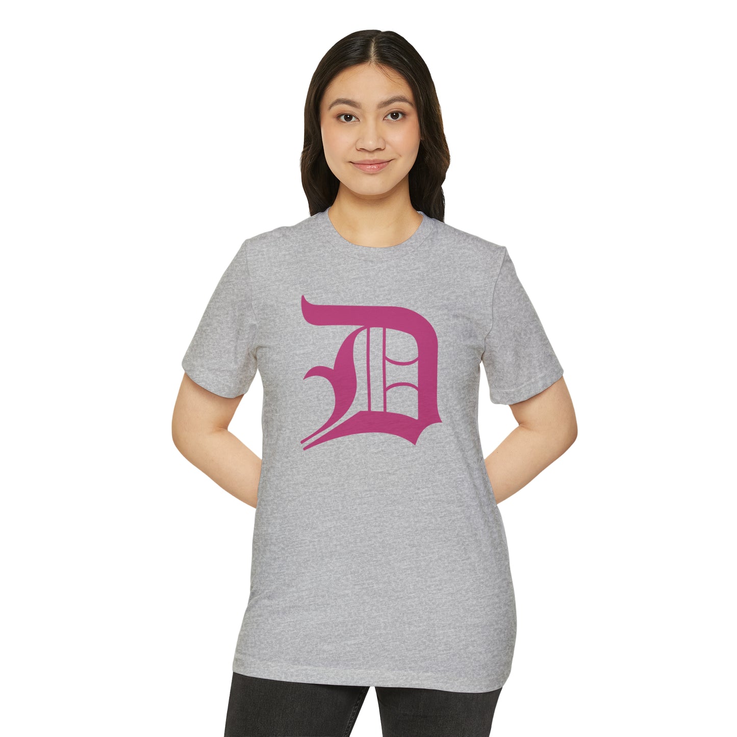 Detroit 'Old English D' T-Shirt (Apple Blossom Pink) | Unisex Recycled Organic