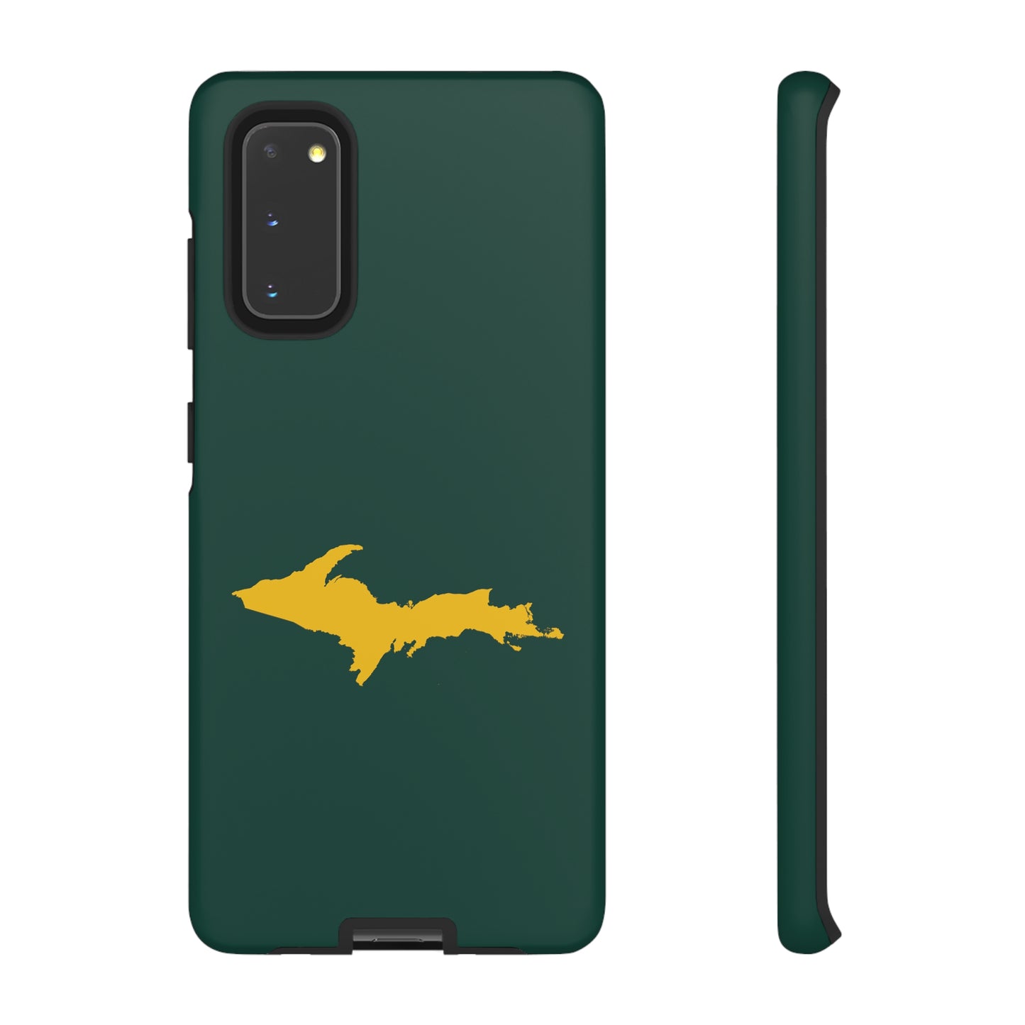 Michigan Upper Peninsula Tough Phone Case (Green w/ Gold UP Outline) | Samsung & Pixel Android