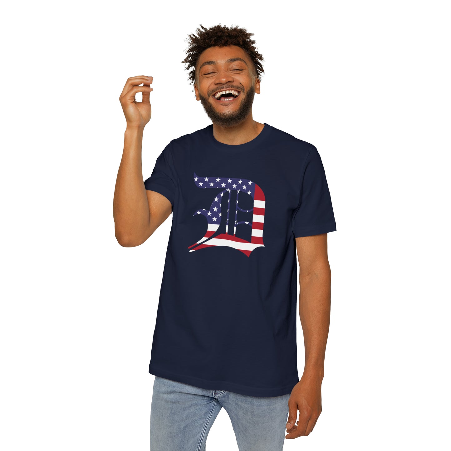 Detroit 'Old English D' T-Shirt (Patriotic Edition) | Made in USA