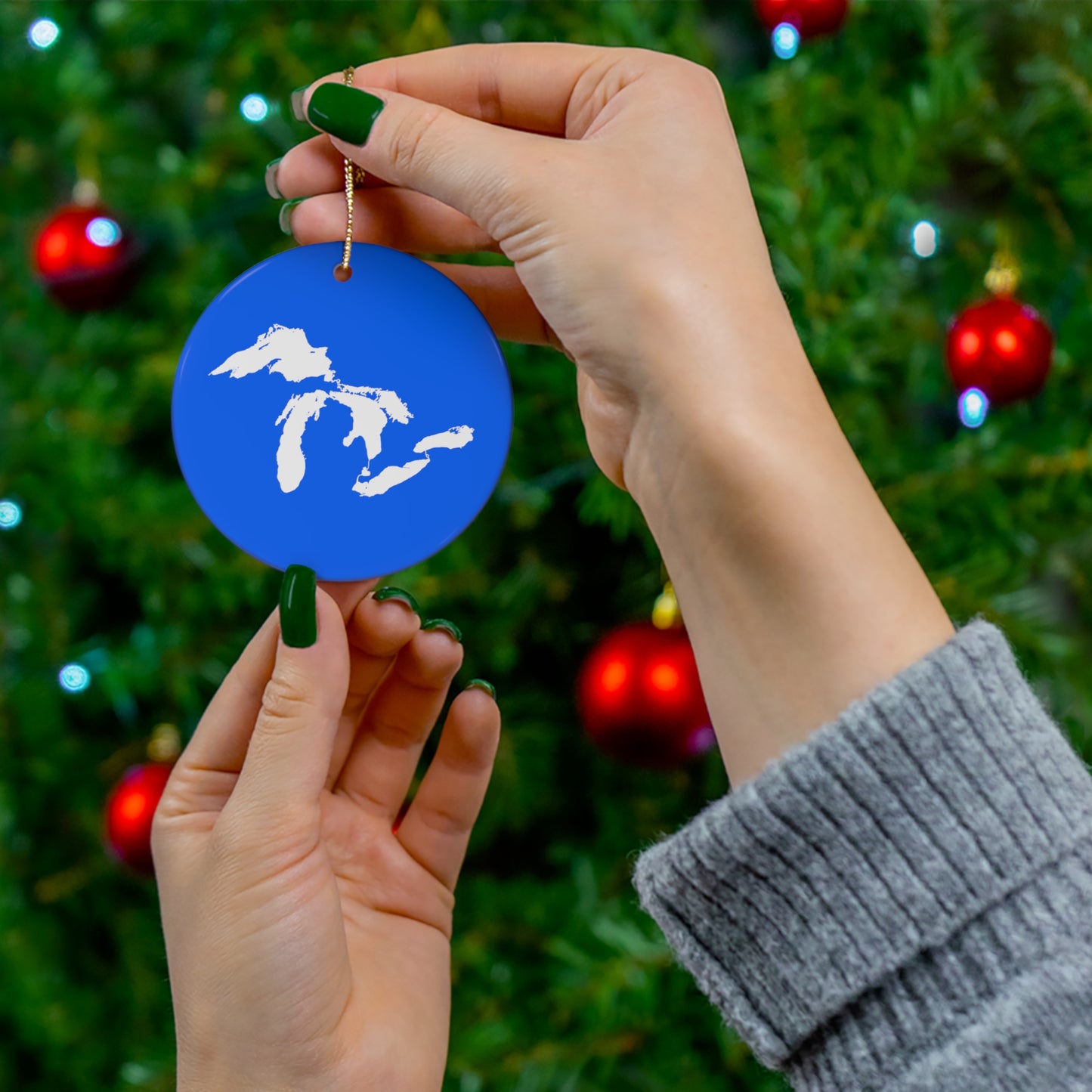 Great Lakes Christmas Ornament (Motor Town Blue) | Ceramic - 4 Shapes