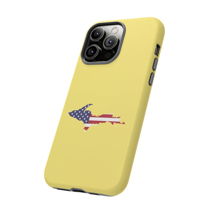 Michigan Upper Peninsula Tough Phone Case (Yellow Cherry Color w/ UP USA Outline) | Apple iPhone