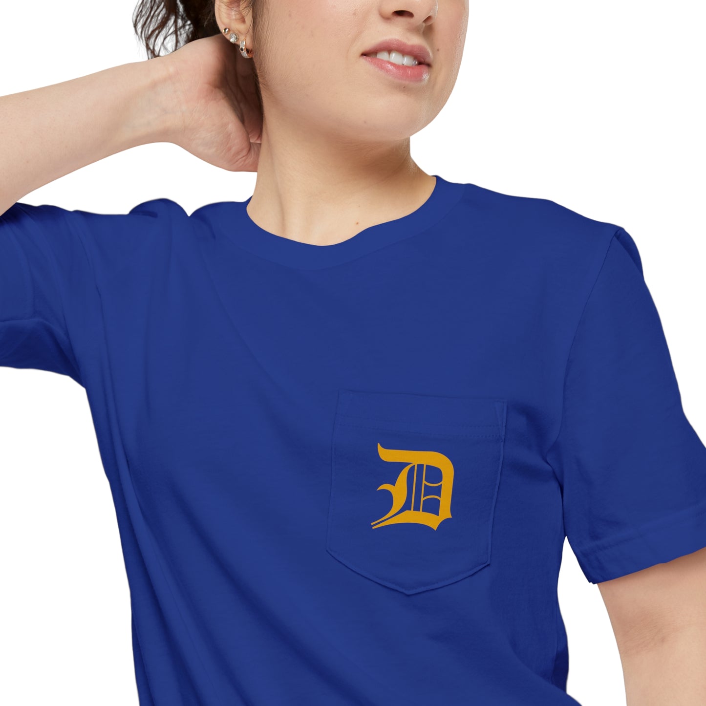 Detroit 'Old English D' Pocket T-Shirt (Gold) | Unisex Standard