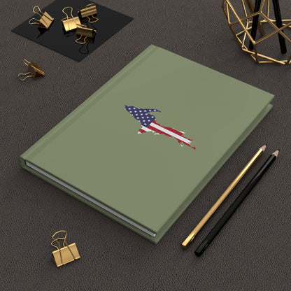 Michigan Upper Peninsula Hardcover Journal (w/ UP USA Flag) | Ruled - Beachgrass Green