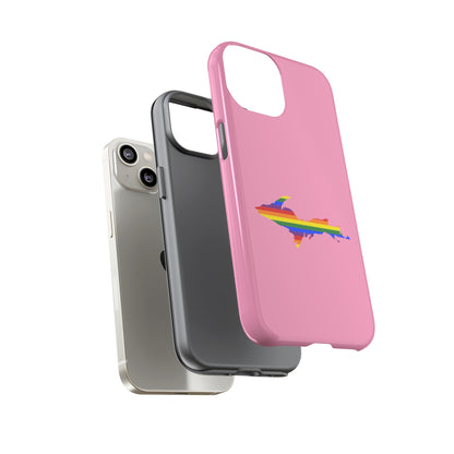 Michigan Upper Peninsula Tough Phone Case ('67 Pink Caddie w/ UP Pride Flag Outline) | Apple iPhone